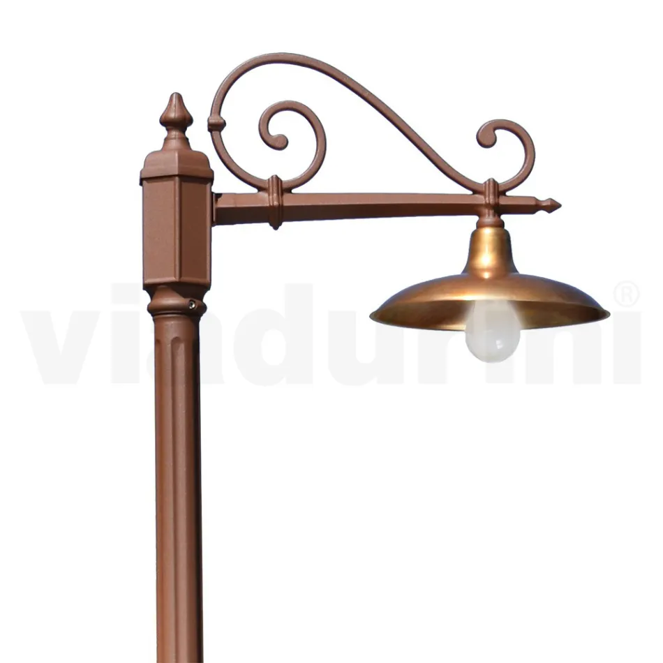 Lámpara de jardín vintage en aluminio y latón Made in Italy - Adela Viadurini