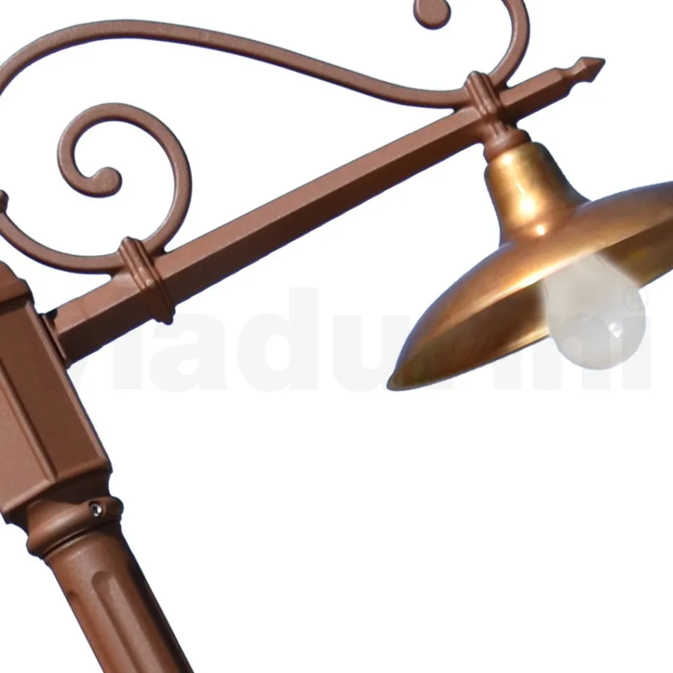 Lámpara de jardín vintage en aluminio y latón Made in Italy - Adela Viadurini