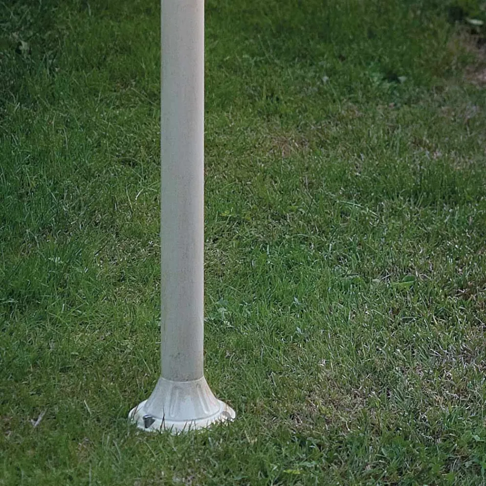 Farola Exterior Aluminio Blanco y Decoración Flores Pintadas a Mano - Imperia Viadurini