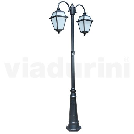Lámpara de jardín con 2 luces en aluminio y vidrio Made in Italy - Vivian Viadurini