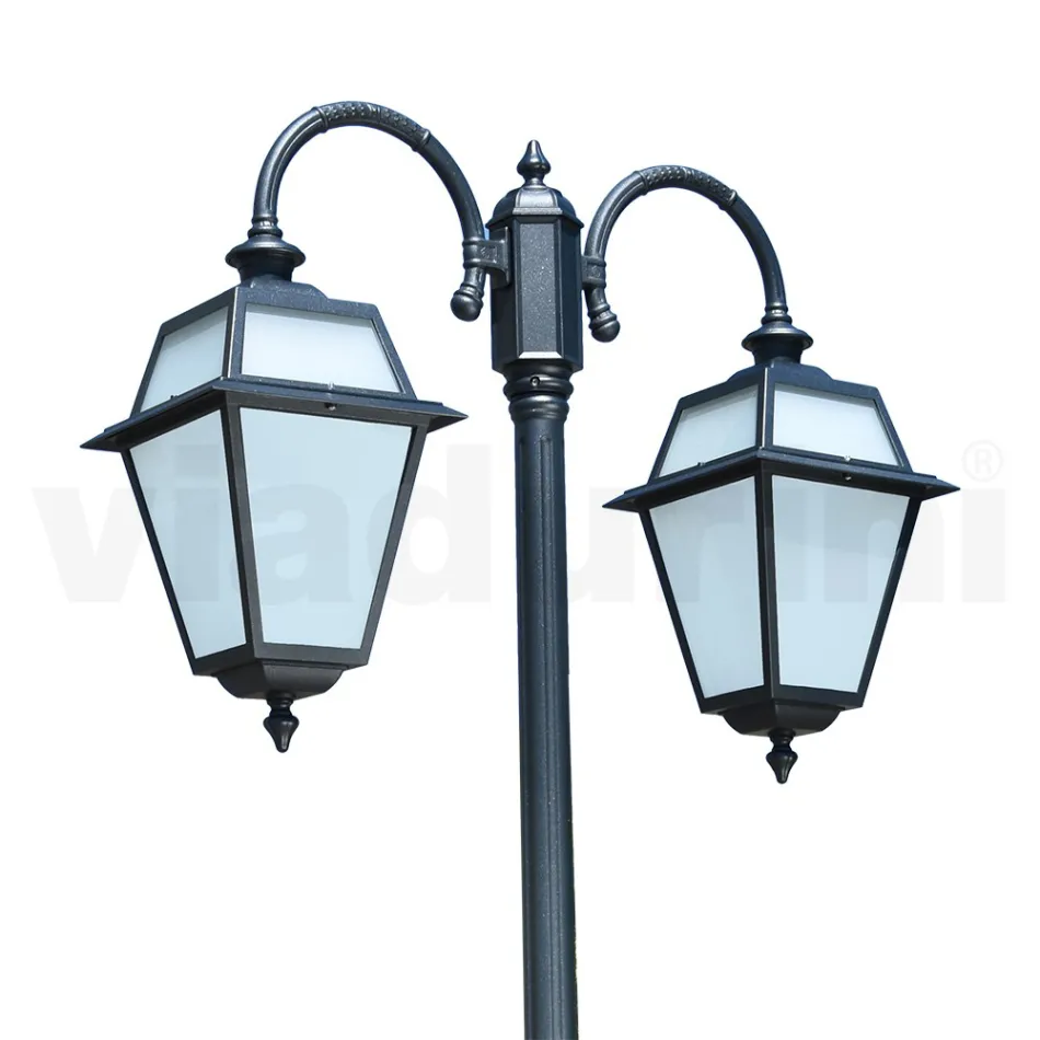 Lámpara de jardín con 2 luces en aluminio y vidrio Made in Italy - Vivian Viadurini