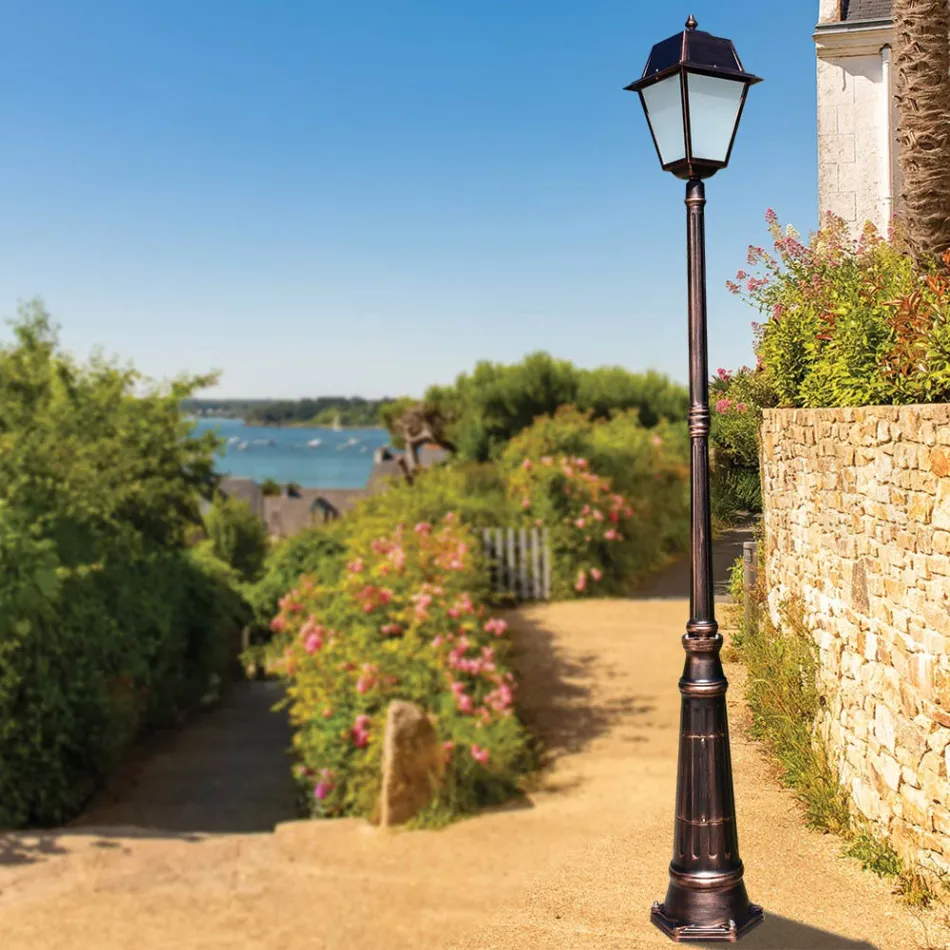 Lámpara de jardín estilo vintage en aluminio y vidrio Made in Italy - Doroty Viadurini