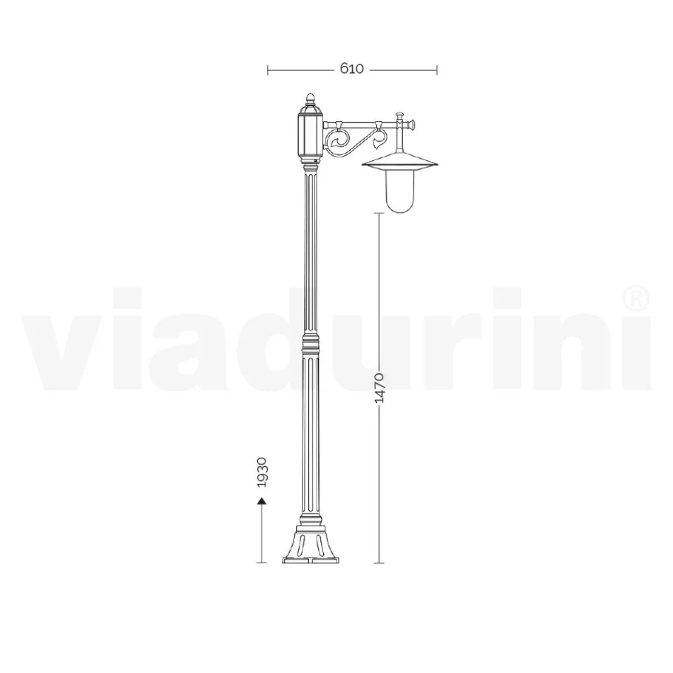 Lámpara de jardín estilo vintage en aluminio gris Made in Italy - Belen Viadurini