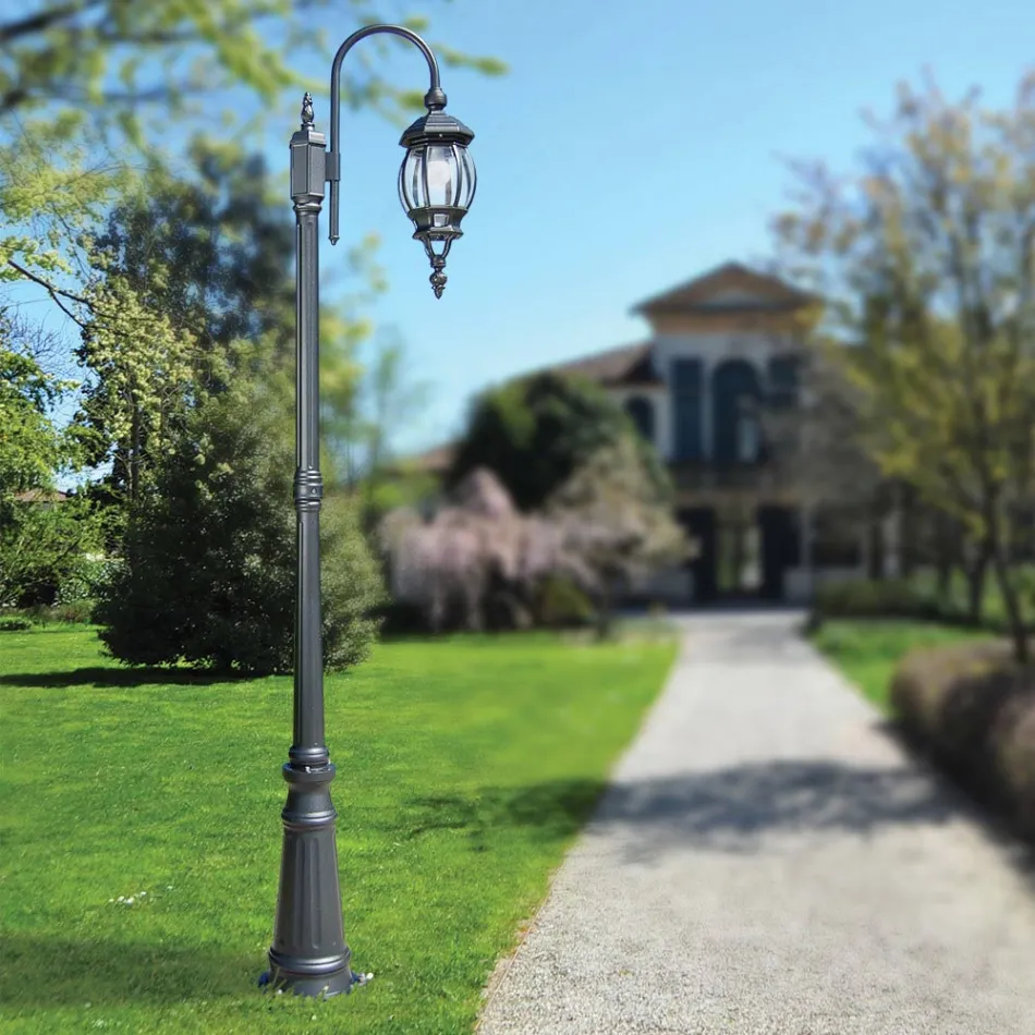 Lámpara de jardín vintage en aluminio antracita Made in Italy - Empire Viadurini