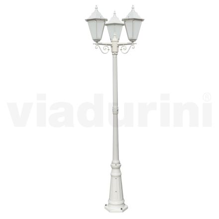 Farola estilo vintage 3 luces en aluminio y vidrio Made in Italy - Terella Viadurini