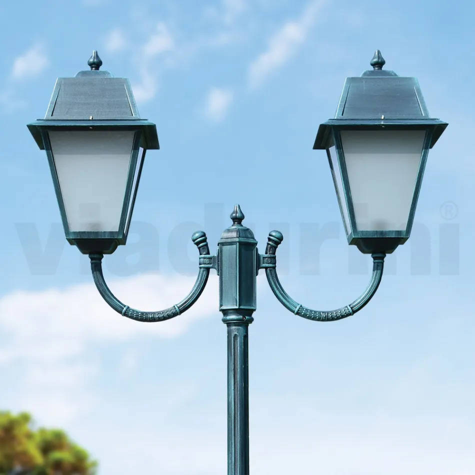 Farola vintage con 2 luces en aluminio y vidrio Made in Italy - Doroty Viadurini