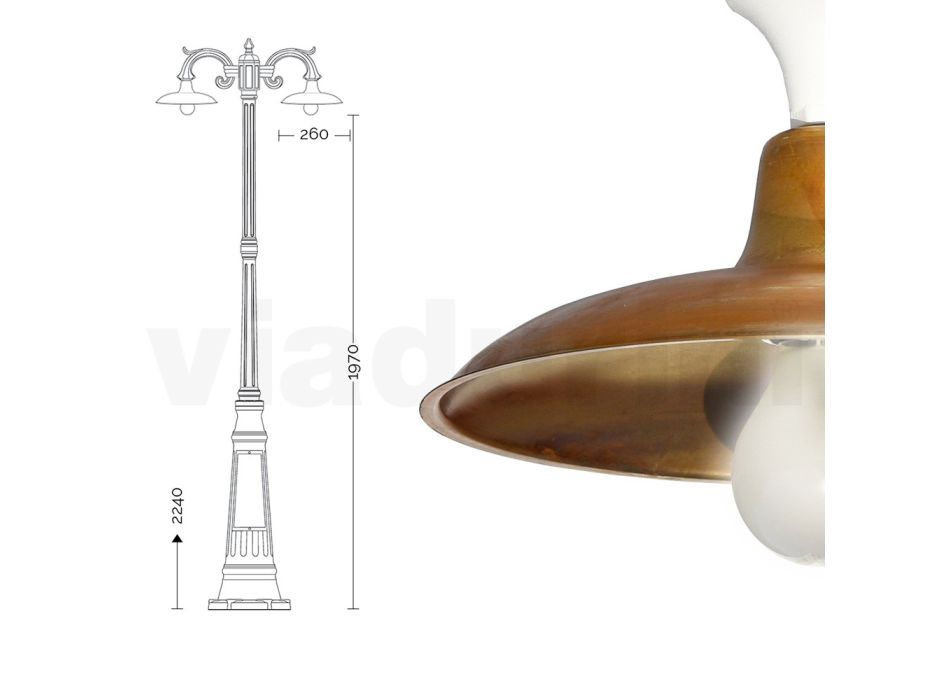 Lámpara Vintage con 3 Luces en Aluminio y Latón Made in Italy - Adela Viadurini