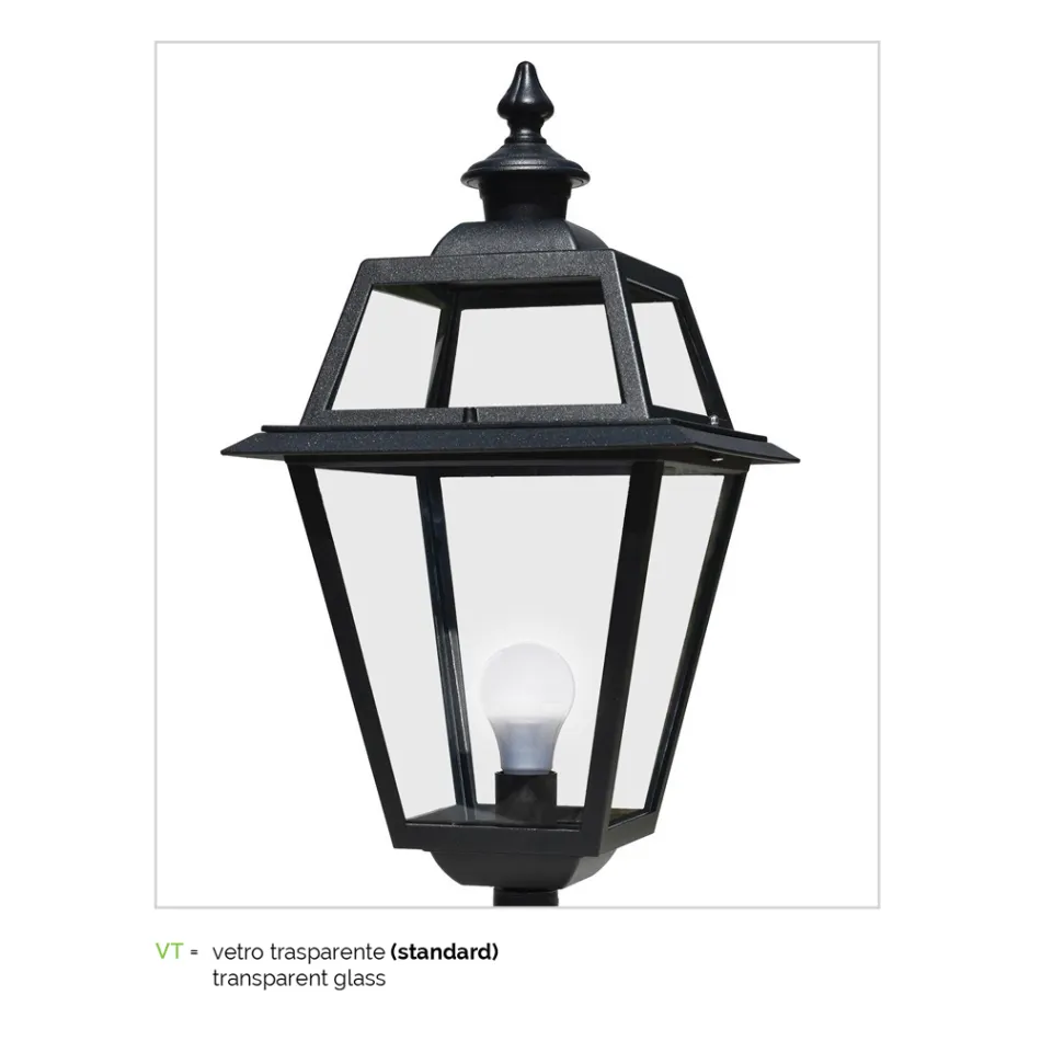 Farola vintage con 3 luces en aluminio y vidrio Made in Italy - Vivian Viadurini