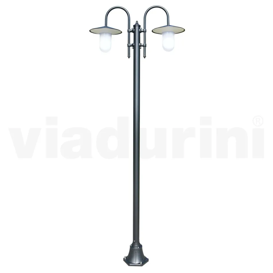 Lámpara de jardín vintage 2 luces en aluminio Made in Italy - Belen Viadurini