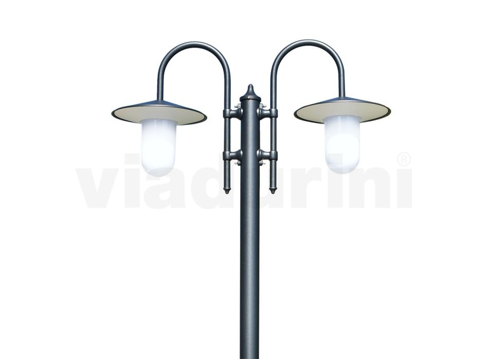 Lámpara de jardín vintage 2 luces en aluminio Made in Italy - Belen Viadurini
