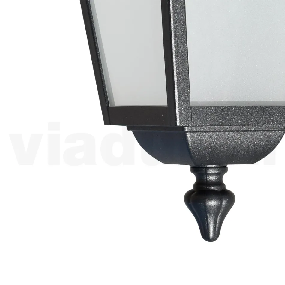 Farol de techo de jardín en aluminio antracita y cristal arenado - Elric Viadurini