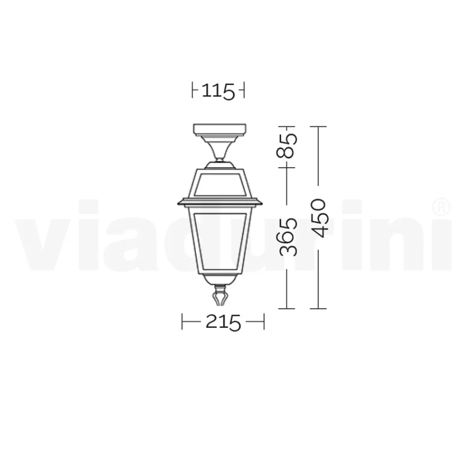Farol de techo de jardín en aluminio antracita y cristal arenado - Elric Viadurini