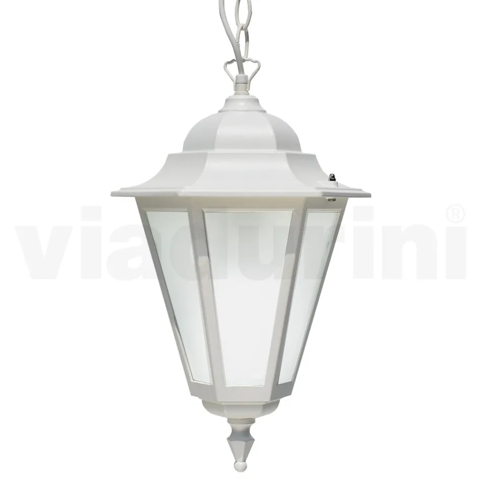 Farol de exterior vintage en aluminio blanco Made in Italy - Terella Viadurini