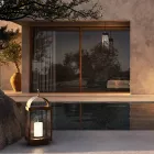 Farol de jardín con vela en hierro o latón Il Fanale Viadurini