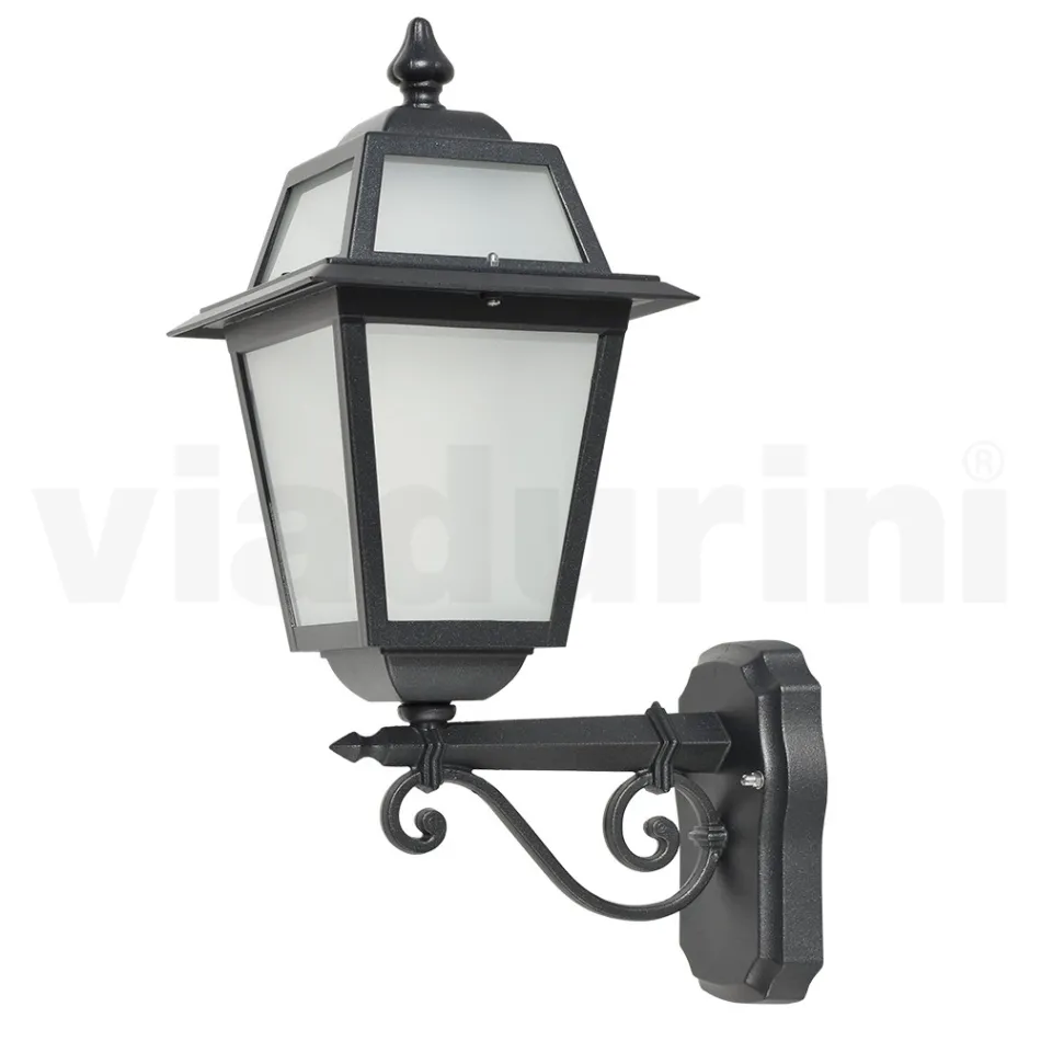 Farol de jardín en aluminio antracita y cristal arenado - Elric Viadurini