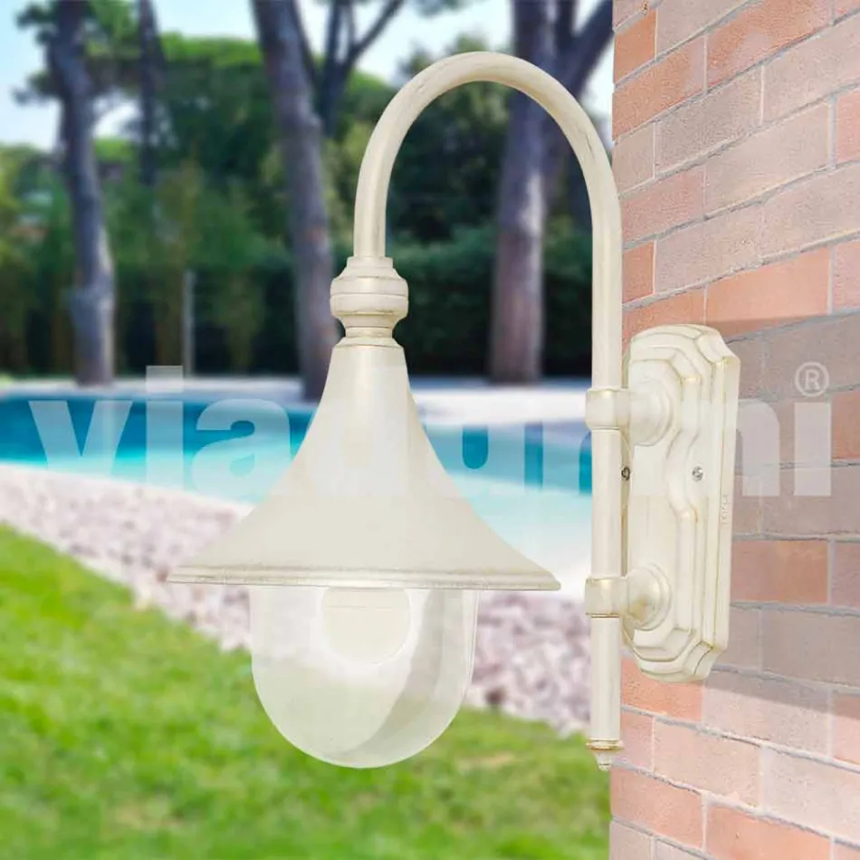 Farol de pared Anusca para uso en exteriores en aluminio blanco hecho en Italia Viadurini