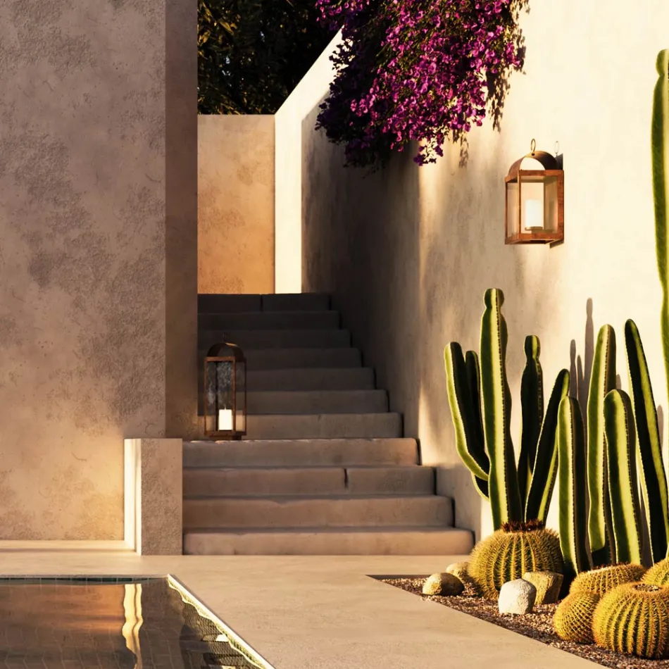 Farol de pared exterior de hierro o latón Il Fanale Viadurini