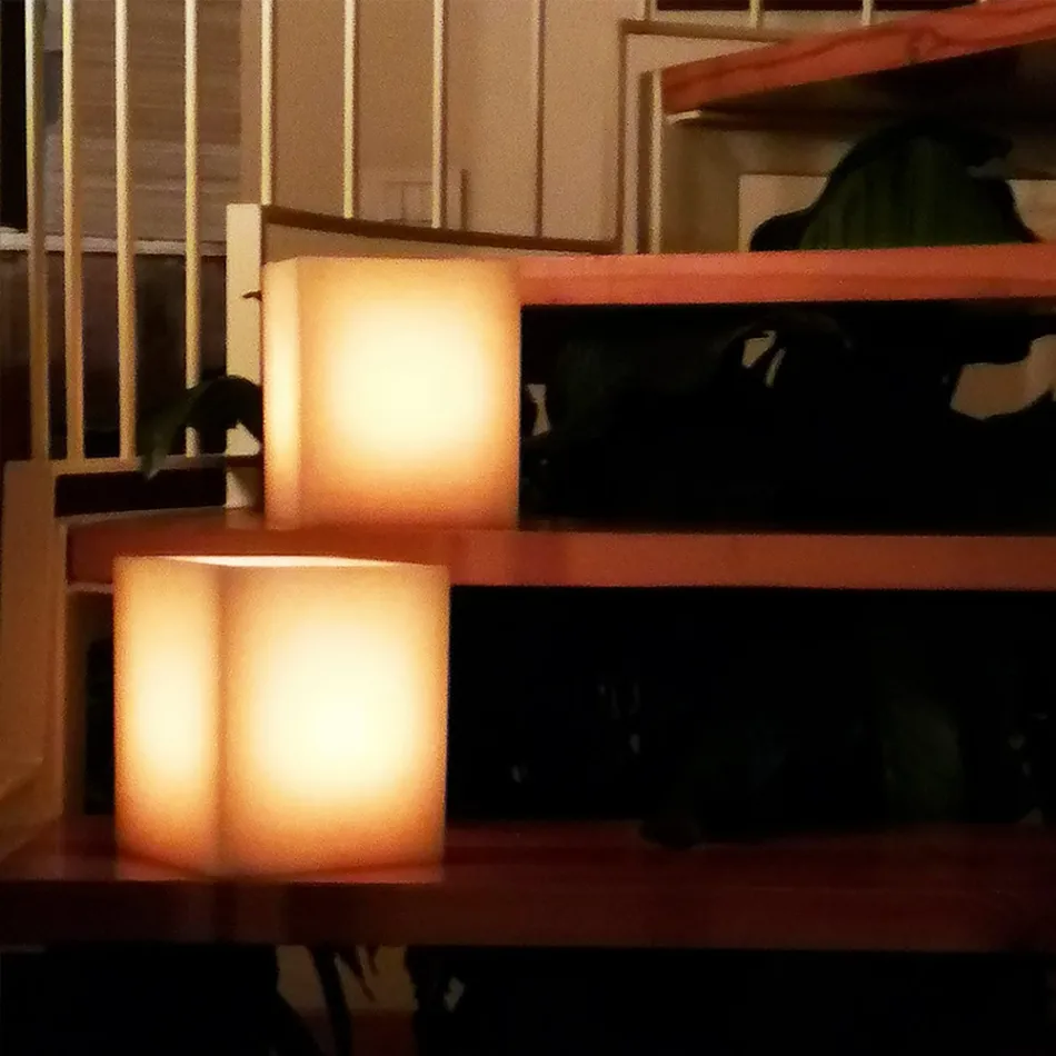 Farol Perfumado de Cera Efecto Rayado con Candelita Made in Italy - Famme Viadurini