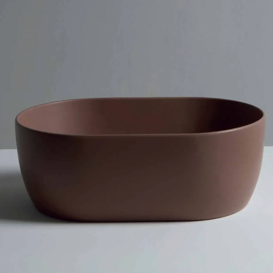 Lavabo sobre encimera de cerámica 45x32cm hecho en Italy Star, diseño moderno Viadurini