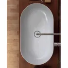 Lavabo de cerámica de la encimera de los 70x35cm hecho en la estrella de Italia, diseño moderno Viadurini