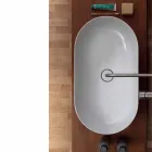 Lavabo de cerámica de la encimera de los 70x35cm hecho en la estrella de Italia, diseño moderno Viadurini