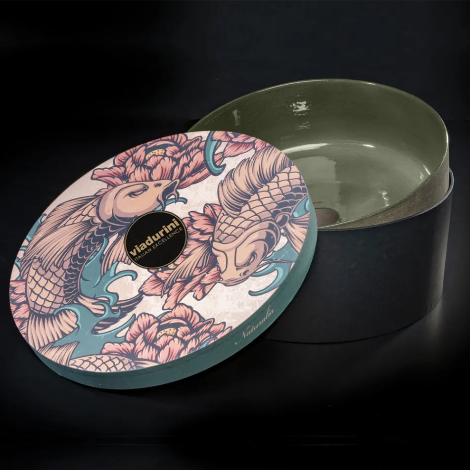 Lavabo Tazón De Barro Refractario Verde Made in Italy - Tatiana Viadurini