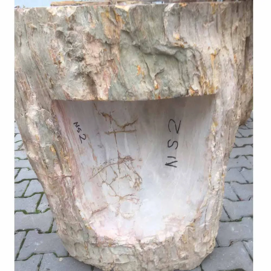 Lavabo de pedestal de diseño en piedra natural Ley, hecho a mano Viadurini