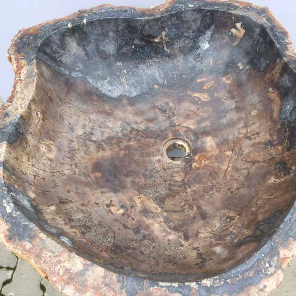 Lavabo de pedestal de diseño en piedra natural Ley, hecho a mano Viadurini