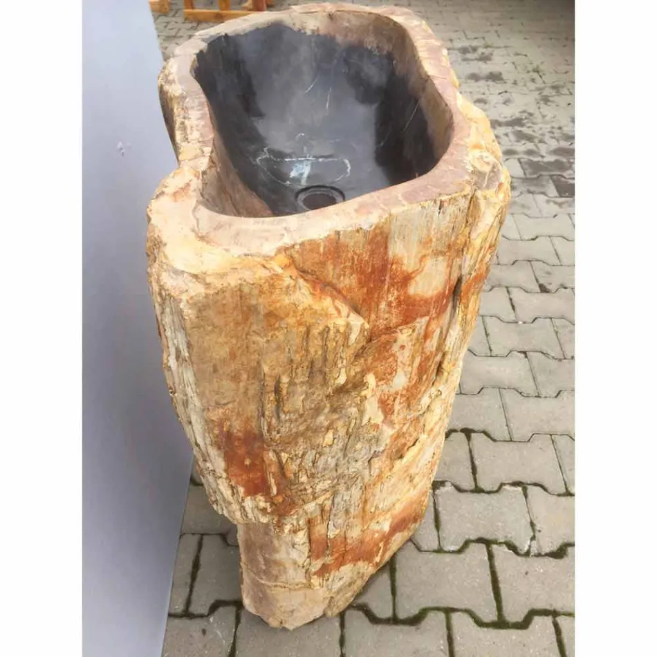 Lavabo de pedestal de diseño en piedra natural Ley, hecho a mano Viadurini
