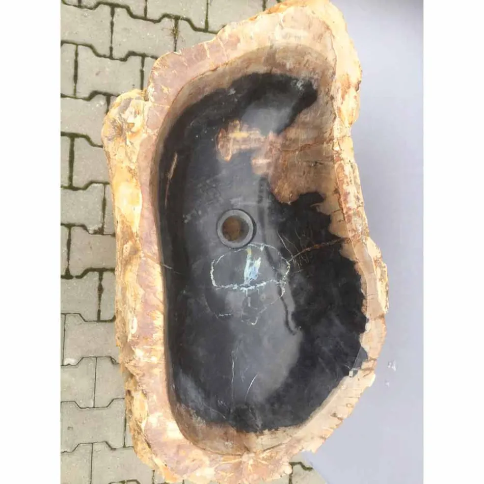 Lavabo de pedestal de diseño en piedra natural Ley, hecho a mano Viadurini