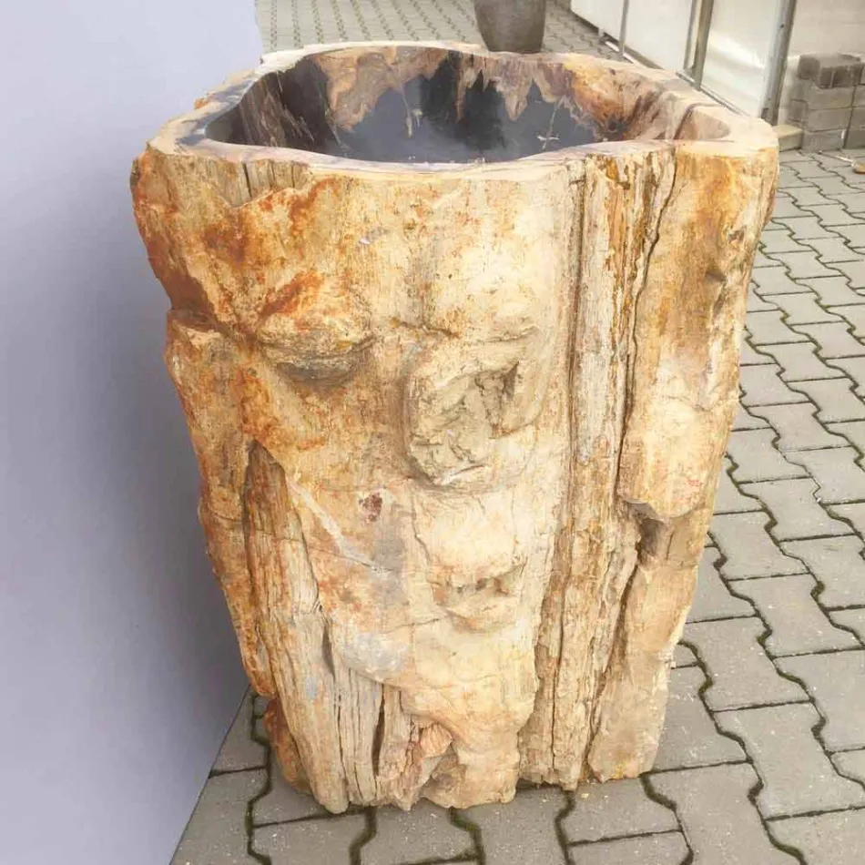 Lavabo de pedestal de diseño en piedra natural Ley, hecho a mano Viadurini