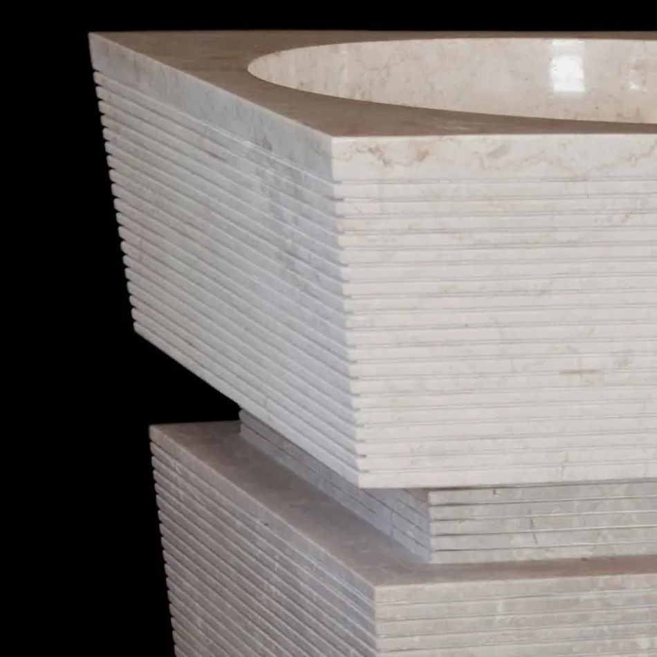 lavabo, naturalmente, señor piedra blanca, hecha a mano Viadurini