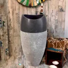 Columna Lavabo esférico Piedra Natural Negro Gili Viadurini