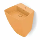 Lavabo suspendido de cerámica de diseño moderno hecho en Italia, Goran Viadurini