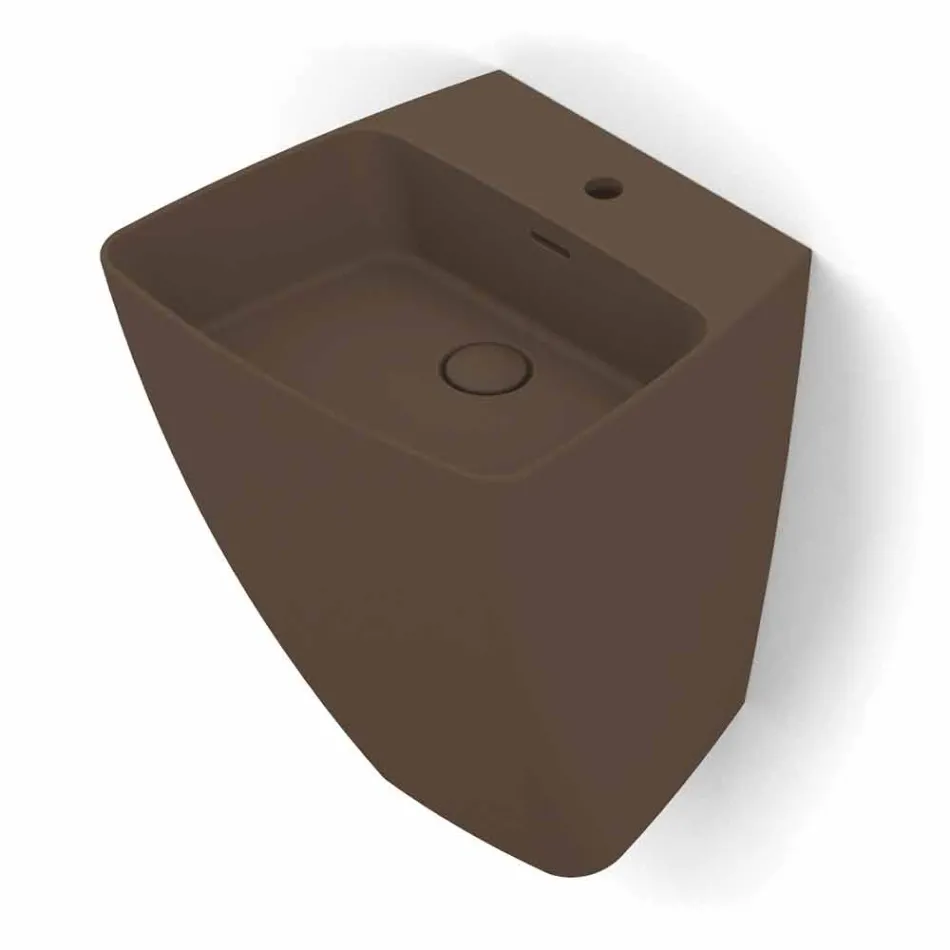 Lavabo suspendido de cerámica de diseño moderno hecho en Italia, Goran Viadurini