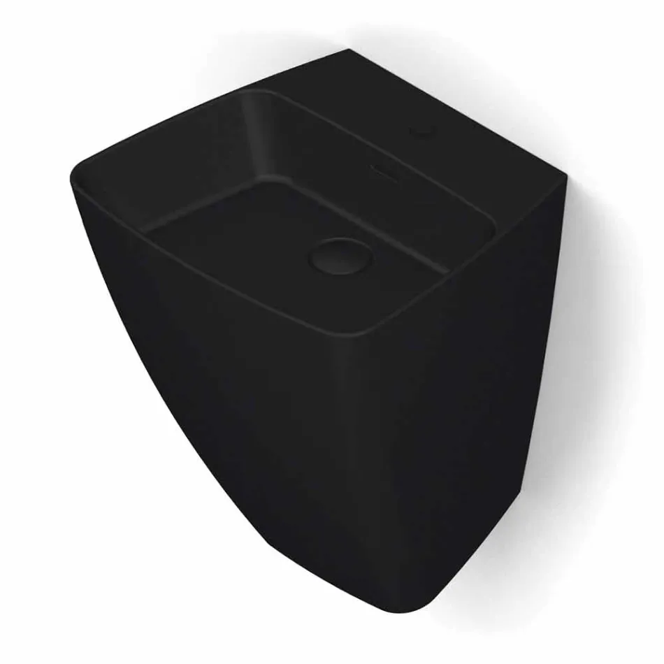 Lavabo suspendido de cerámica de diseño moderno hecho en Italia, Goran Viadurini