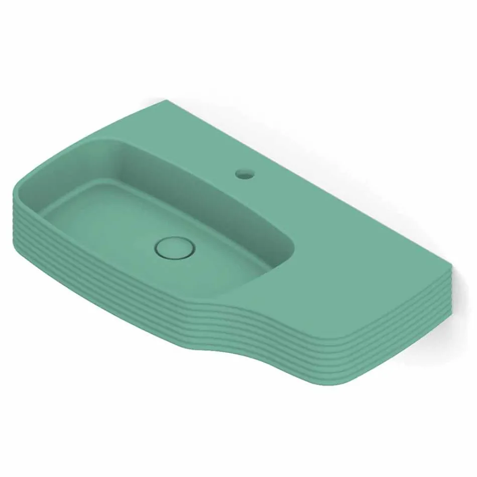 Moderno lavabo suspendido de cerámica hecho en Italia, Hamlet Viadurini