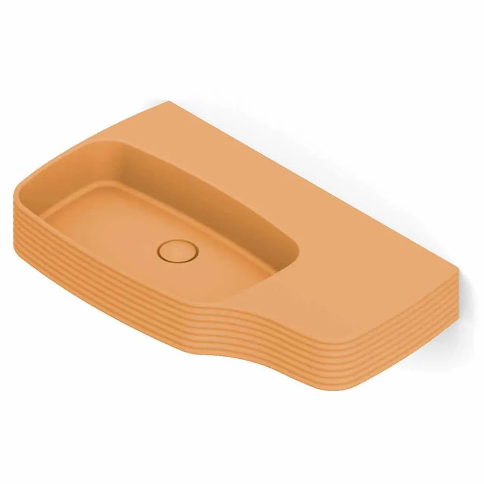 Moderno lavabo suspendido de cerámica hecho en Italia, Hamlet Viadurini