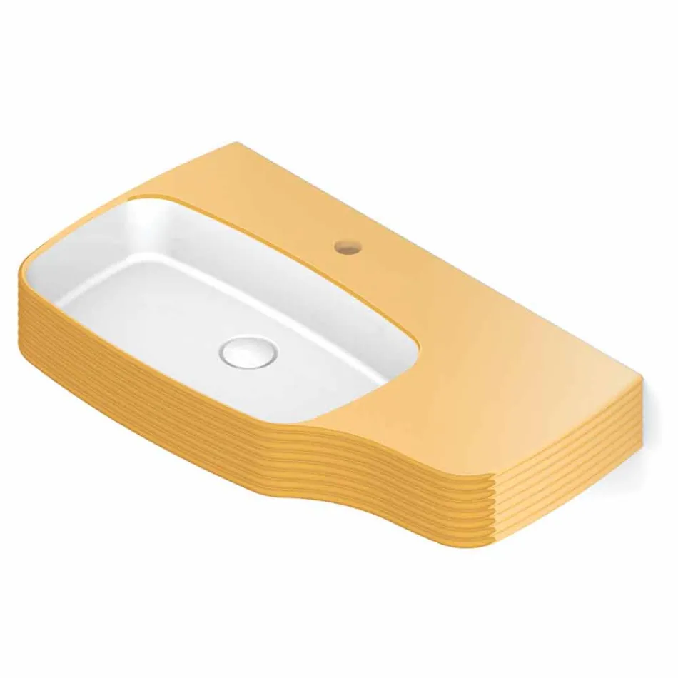 Moderno lavabo suspendido de cerámica hecho en Italia, Hamlet Viadurini