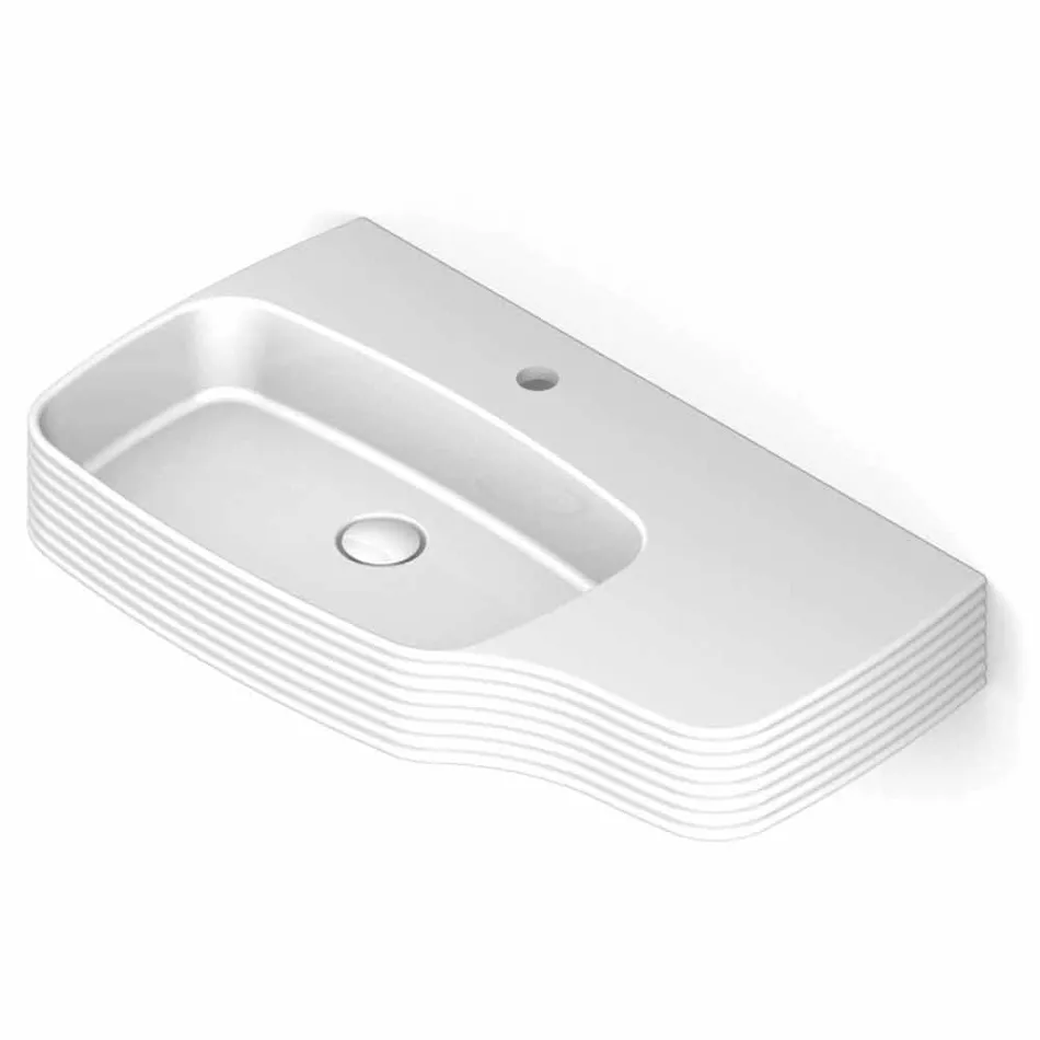 Moderno lavabo suspendido de cerámica hecho en Italia, Hamlet Viadurini