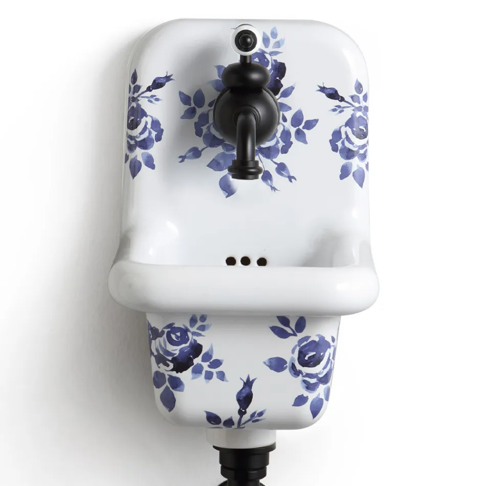 Lavabo de pared de cerámica con motivos de diseño moderno 26 cm - Jordan Viadurini