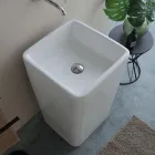 Lavabo cuadrado de cerámica independiente con diseño moderno - Papavero Viadurini