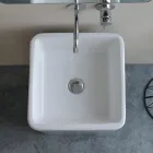 Lavabo cuadrado de cerámica independiente con diseño moderno - Papavero Viadurini