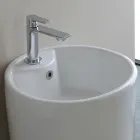 Lavabo moderno redondo de cerámica blanca independiente - Papavero Viadurini
