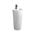 Lavabo moderno redondo de cerámica blanca independiente - Papavero Viadurini