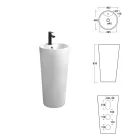 Lavabo moderno redondo de cerámica blanca independiente - Papavero Viadurini