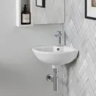 Fregadero de esquina de cerámica blanca con un diseño moderno y elegante - Sílice Viadurini
