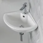 Fregadero de esquina de cerámica blanca con un diseño moderno y elegante - Sílice Viadurini