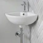 Fregadero de esquina de cerámica blanca con un diseño moderno y elegante - Sílice Viadurini