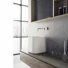 Lavabo sobre encimera cuadrado de diseño moderno en resina blanca - Tulyp Viadurini